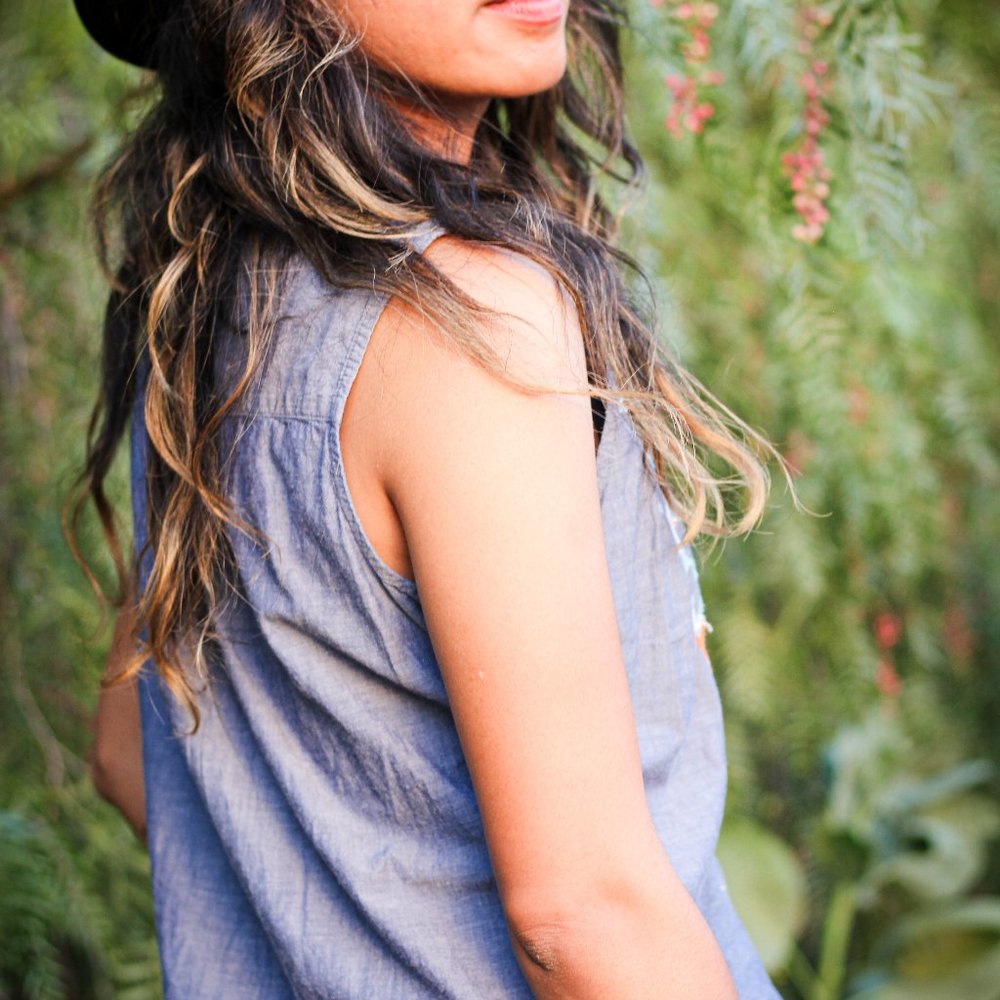 Embroidered sleeveless blouse